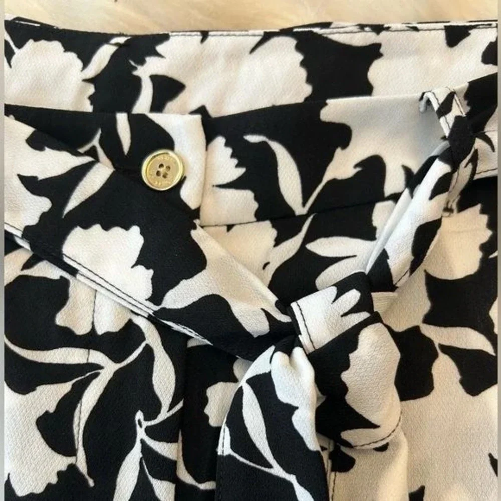 Michael‎ Kors Floral Print Wide Leg Lounge Pants, Black White 24W / #8170